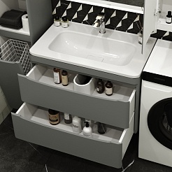 Style Line Мебель для ванной Бергамо Мини 80 подвесная серая Люкс антискрейтч Plus – фотография-5